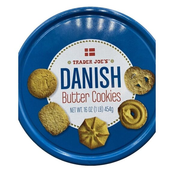 Trader Joe's Cookie Tin Empty Danish Butter Cookies Blue White Danish Christmas - Picture 15 of 15